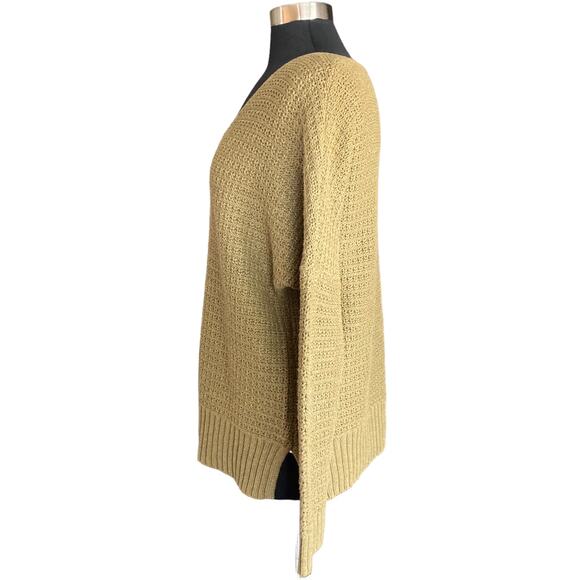 Rachel Zoe Moss Green V-Neck Pullover Sweater Shaker Knit Size Medium - Picture 4 of 7